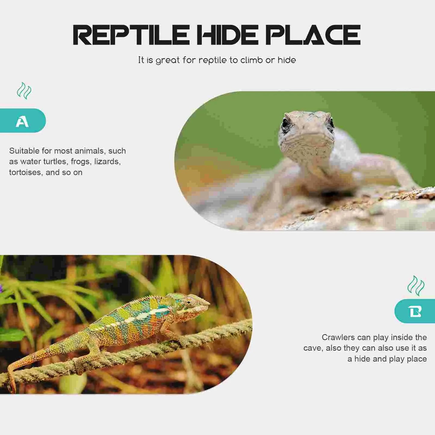 Reptisoil Lizard Hideout House Decorative Cave Turtle Tank Decoration Reptile Hiding Toy Leopard Gecko Crested Gecko Accessories