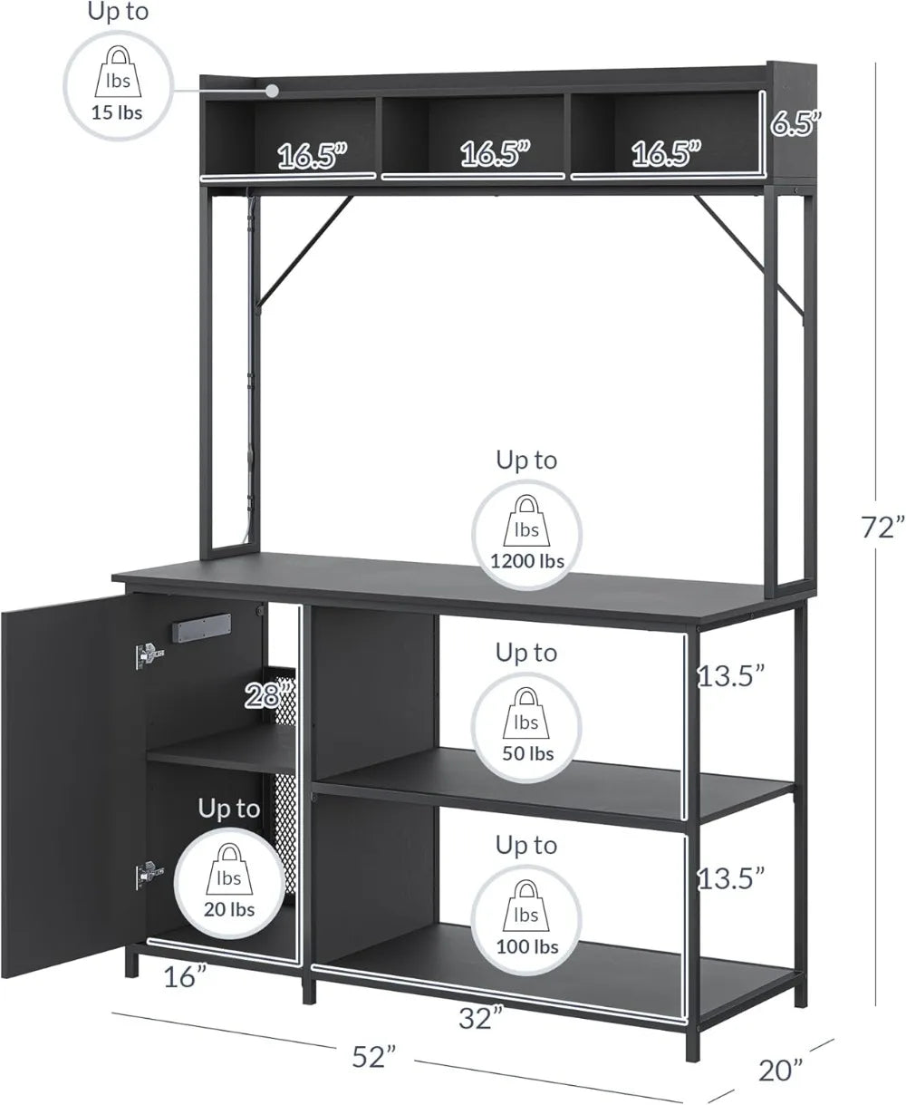 Aquarium Stand with LED Lights for 55 to 90 Gallon Fish Tanks Heavy Duty Metal Fluted Storage Outlets 1200 Pounds Capacity
