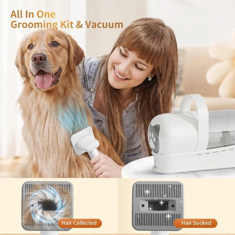 Vacuum With Pet Clipper Nail Grinder Dog Hair Vacuum With 6 Pet Grooming Tools For Dogs Cats Shedding