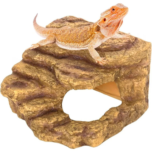 Reptile Hideout Cave Habitat Tank Decor for Bearded Dragon Leopard Gecko Lizards and Turtles