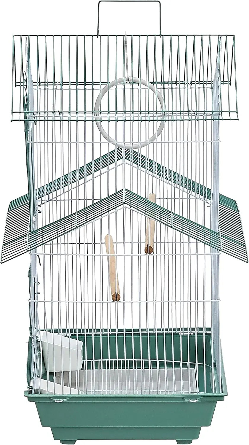 Peak Style Parakeet Bird Cage 13.5 Inch by 11 Inch by 22 Inch with Swing Perches Cups and Tray Toy