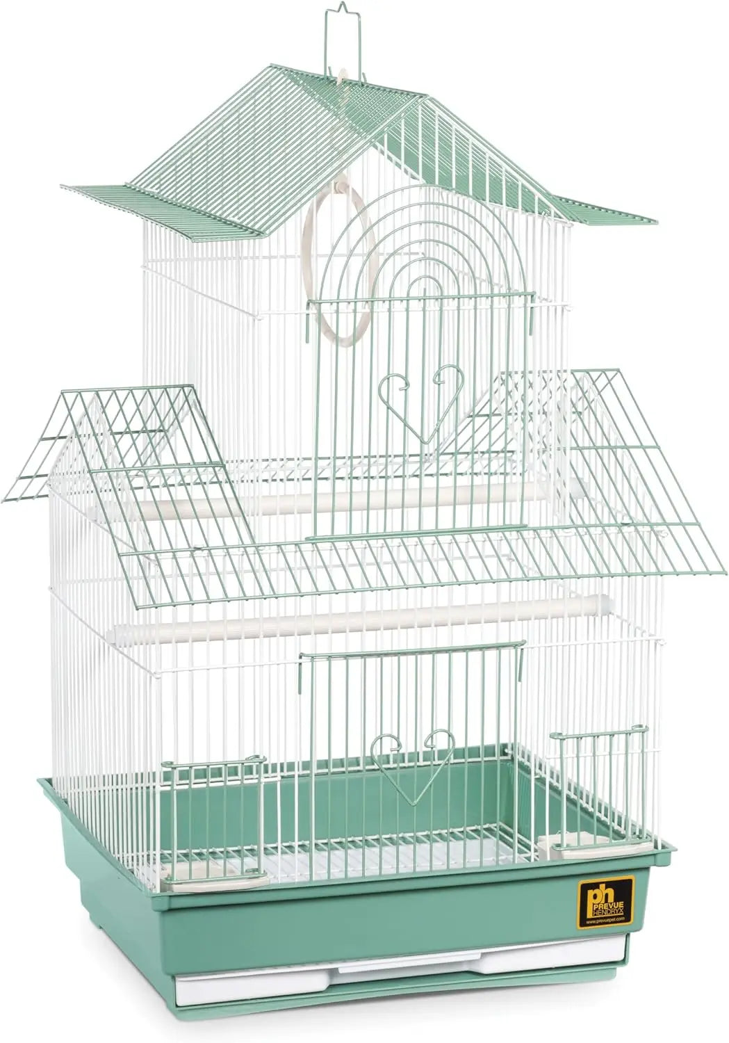 Peak Style Parakeet Bird Cage 13.5 Inch by 11 Inch by 22 Inch with Swing Perches Cups and Tray Toy