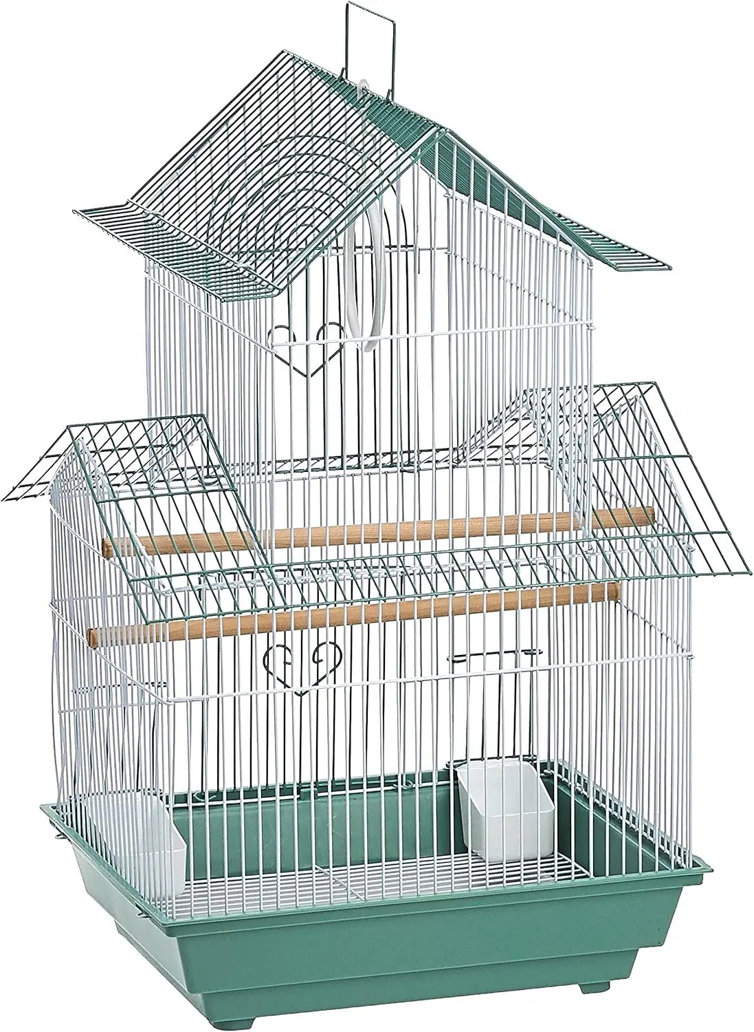 Peak Style Parakeet Bird Cage 13.5 Inch by 11 Inch by 22 Inch with Swing Perches Cups and Tray Toy