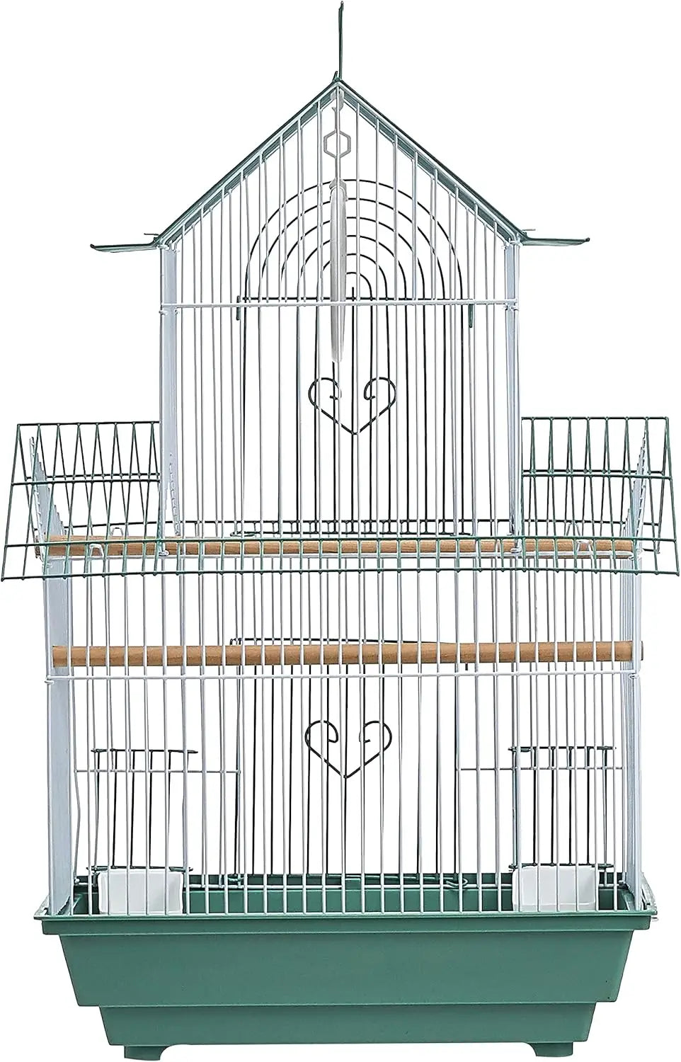 Peak Style Parakeet Bird Cage 13.5 Inch by 11 Inch by 22 Inch with Swing Perches Cups and Tray Toy