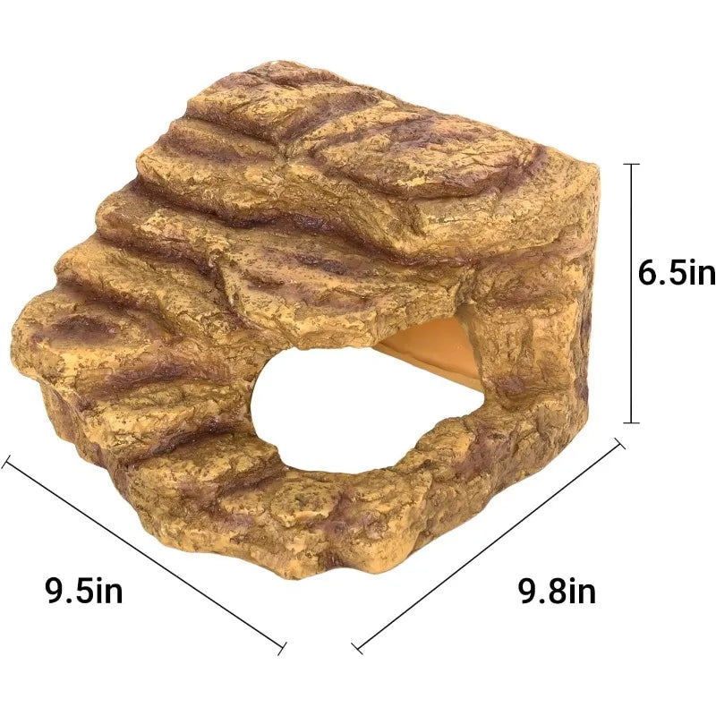 Reptile Hideout Cave Habitat Tank Decor for Bearded Dragon Leopard Gecko Lizards and Turtles